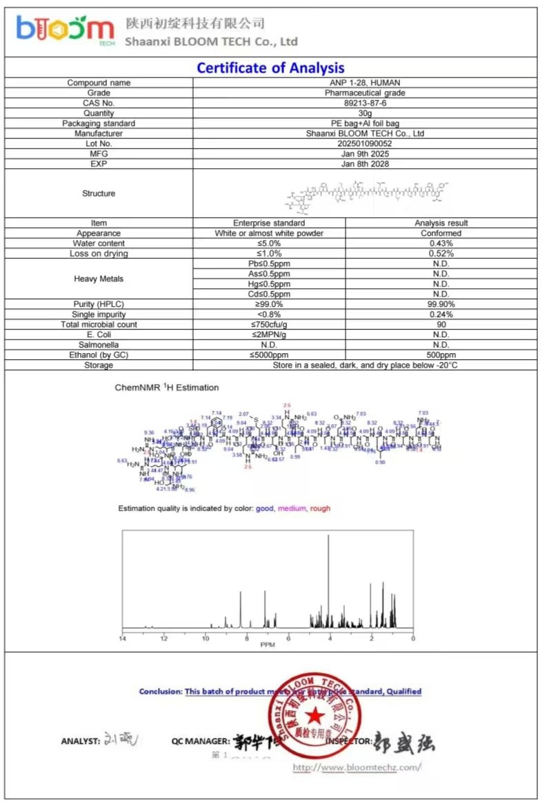 Carperitide Acetate COA | Shaanxi BLOOM Tech Co., Ltd Carperitide Acetate COA | Shaanxi BLOOM Tech Co., Ltd